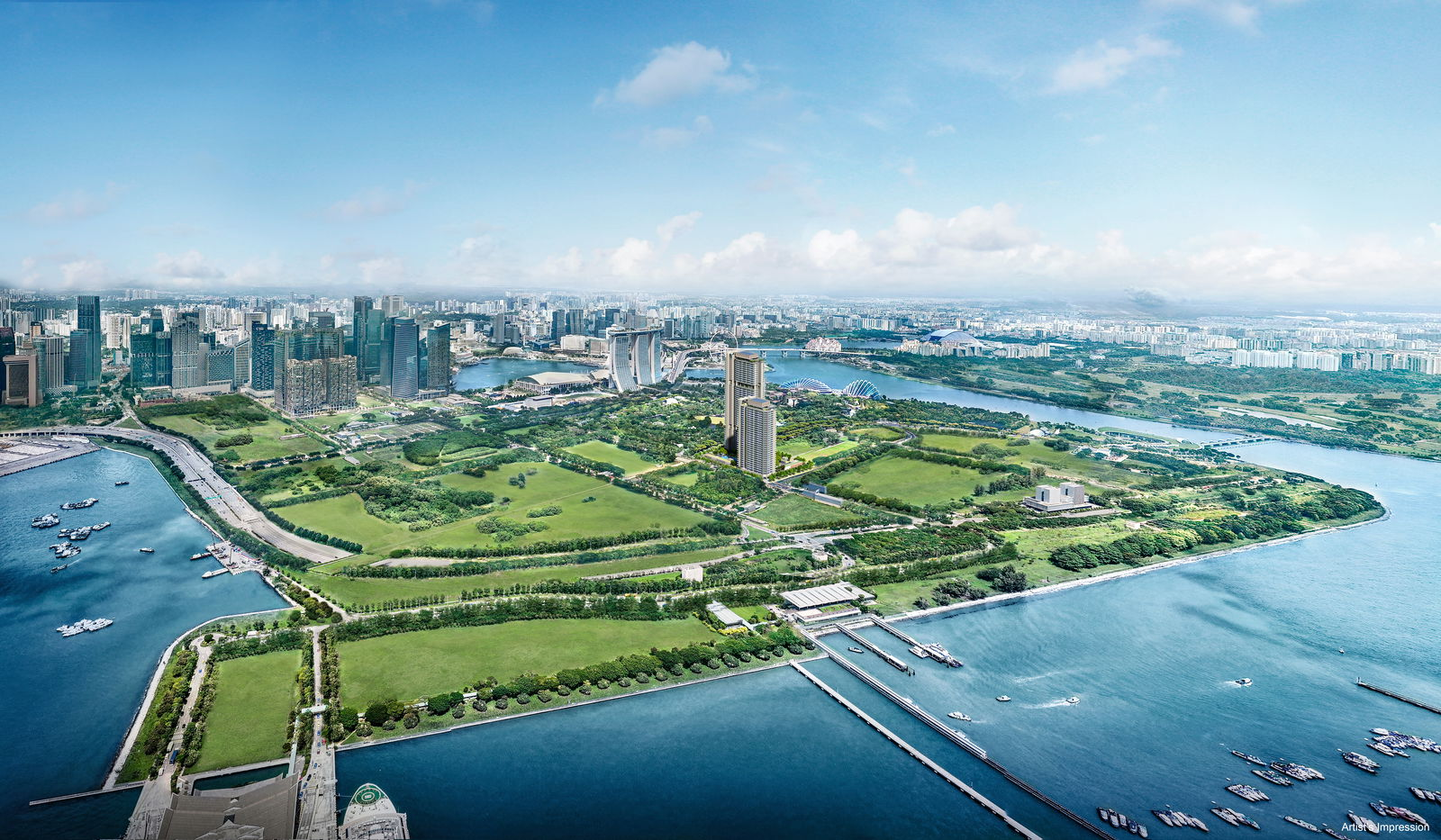 Aerial view of the Marina South area