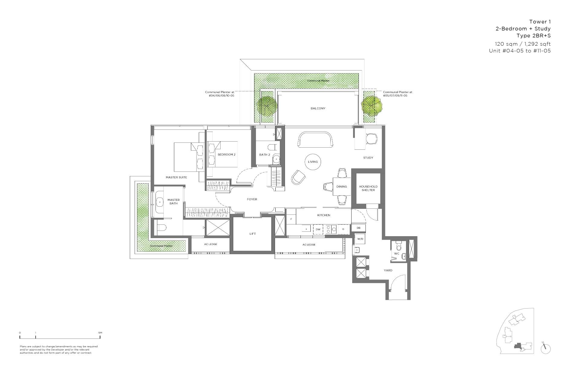 15 Holland Hill 2BR+S 户型图