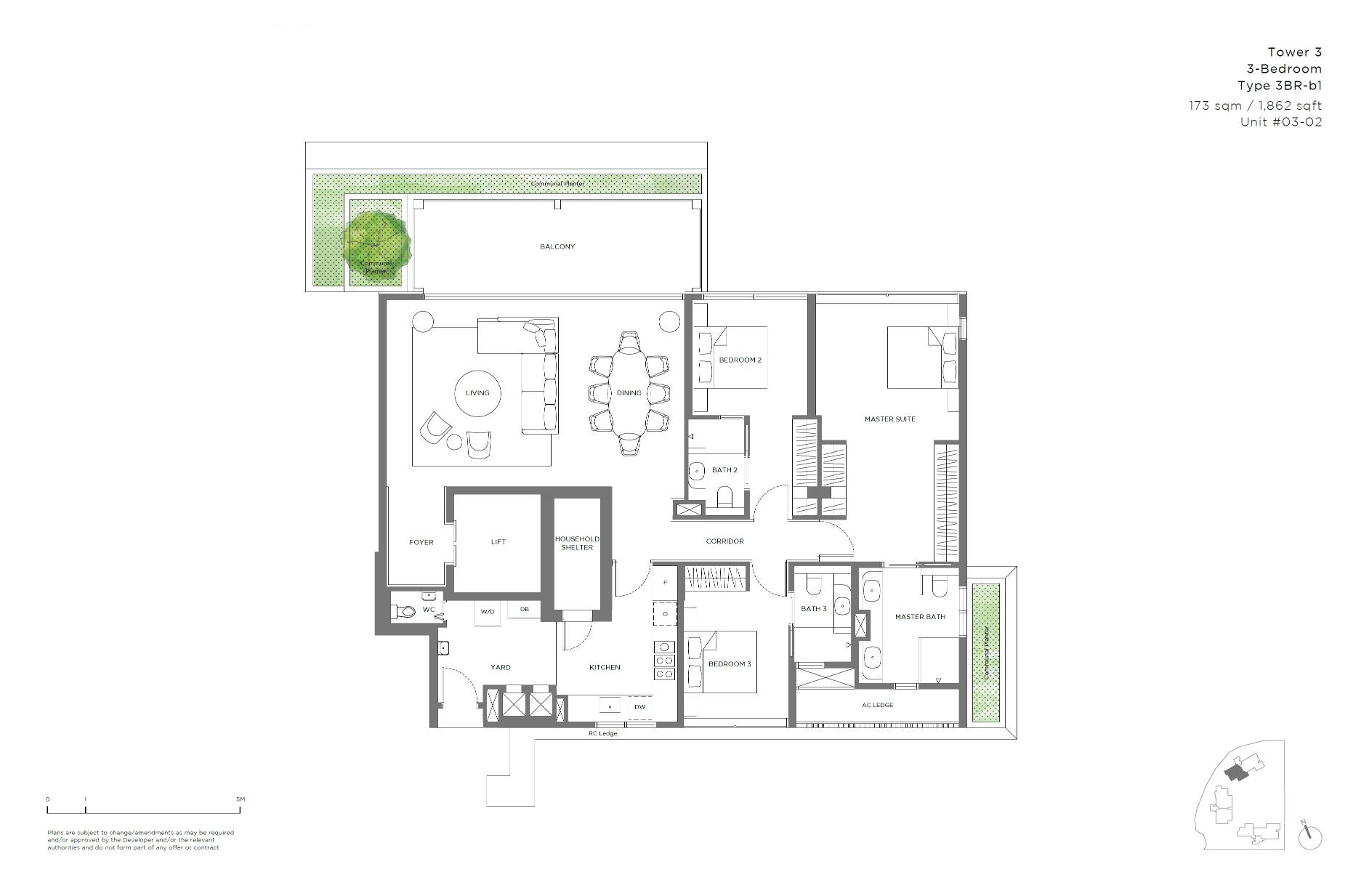 15 Holland Hill 3BR-b1 户型图