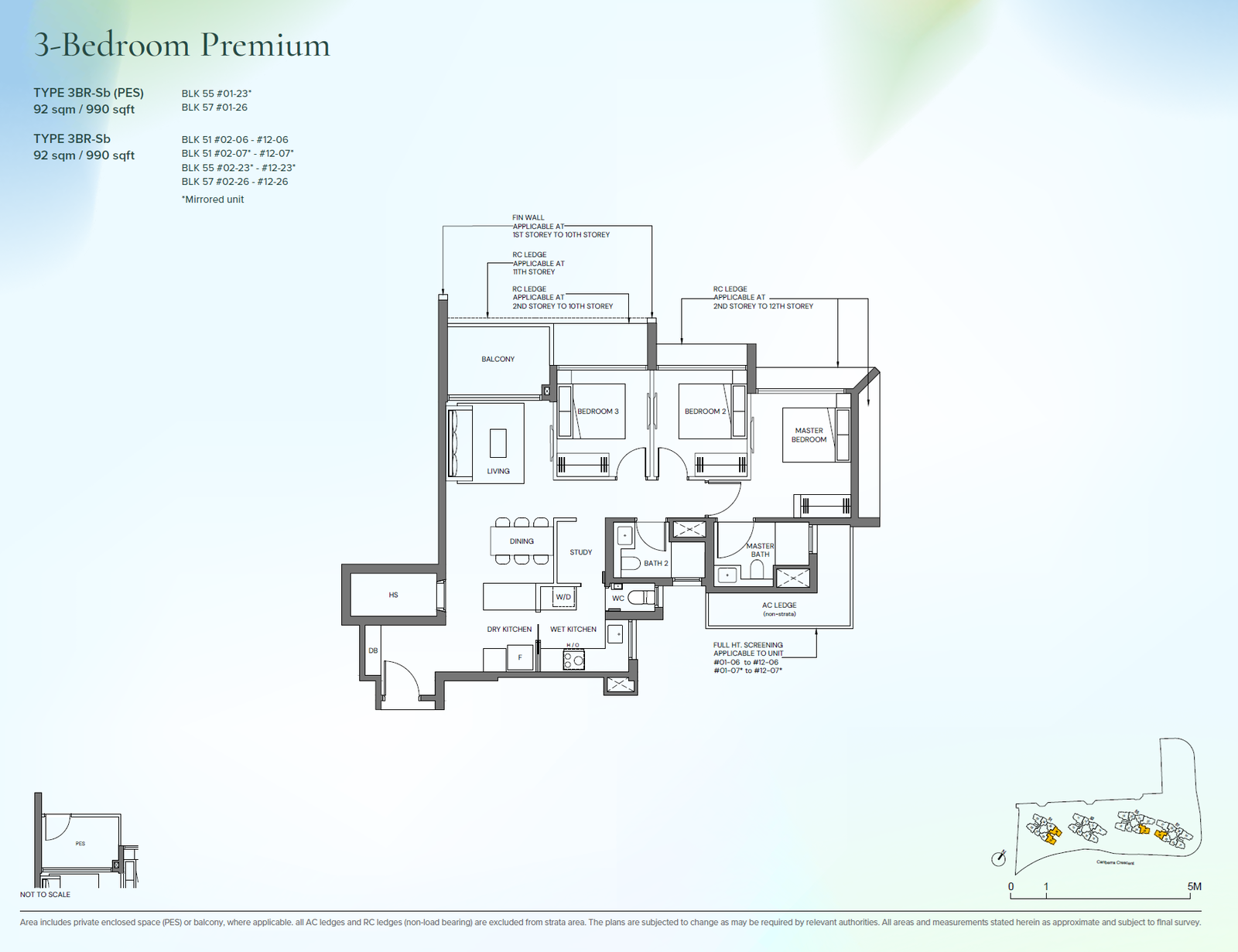 Canberra Crescent Residences 3BR-Sb(PES) floor plan
