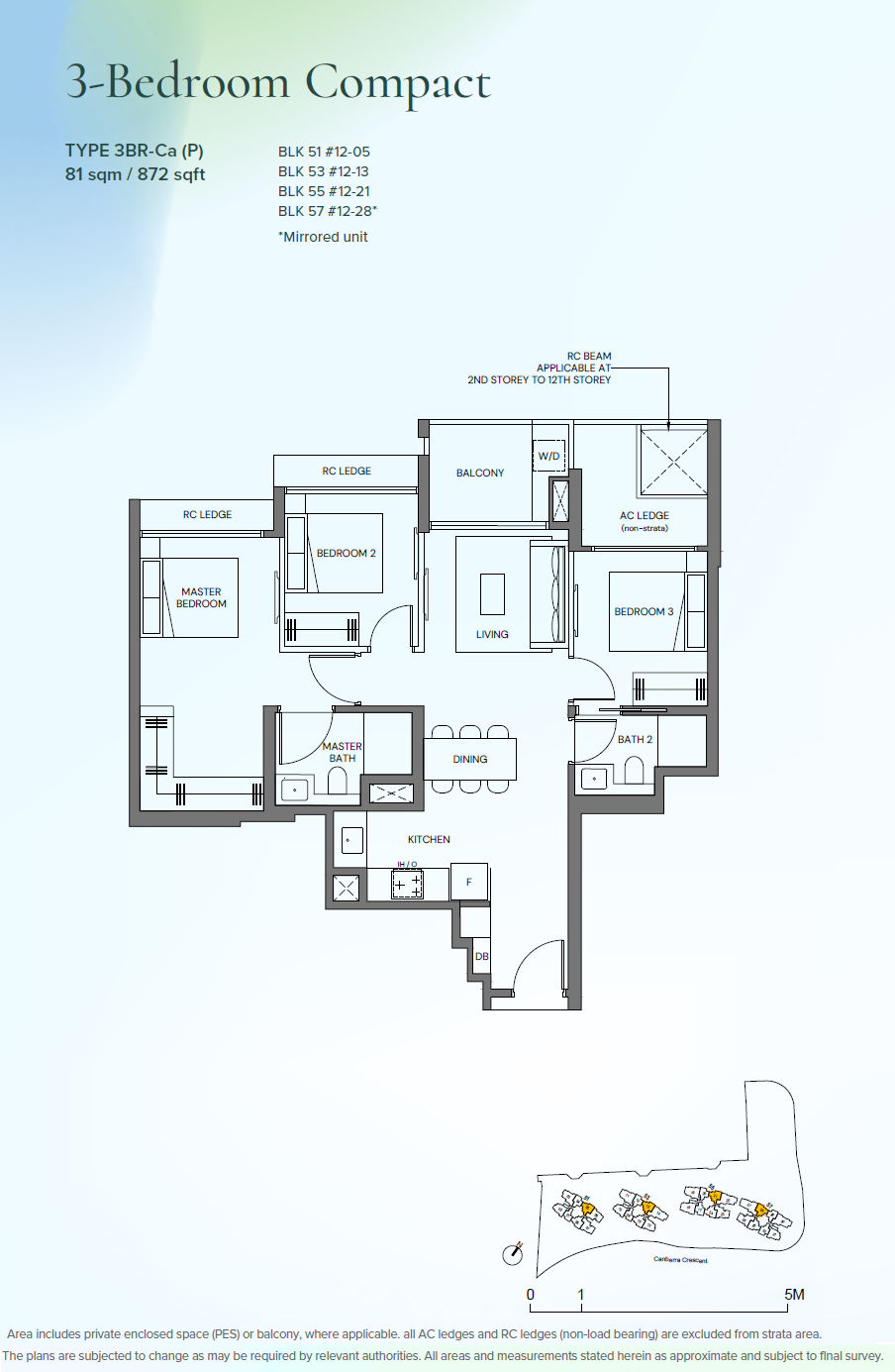 Canberra Crescent Residences 3BR-Ca(P) floor plan