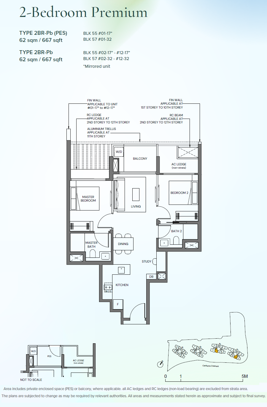 Canberra Crescent Residences 2BR-Pb(PES) floor plan