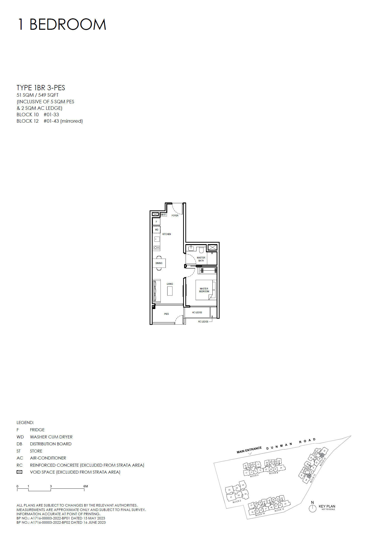Grand Dunman 名门世家 1BR 3-PES 户型图