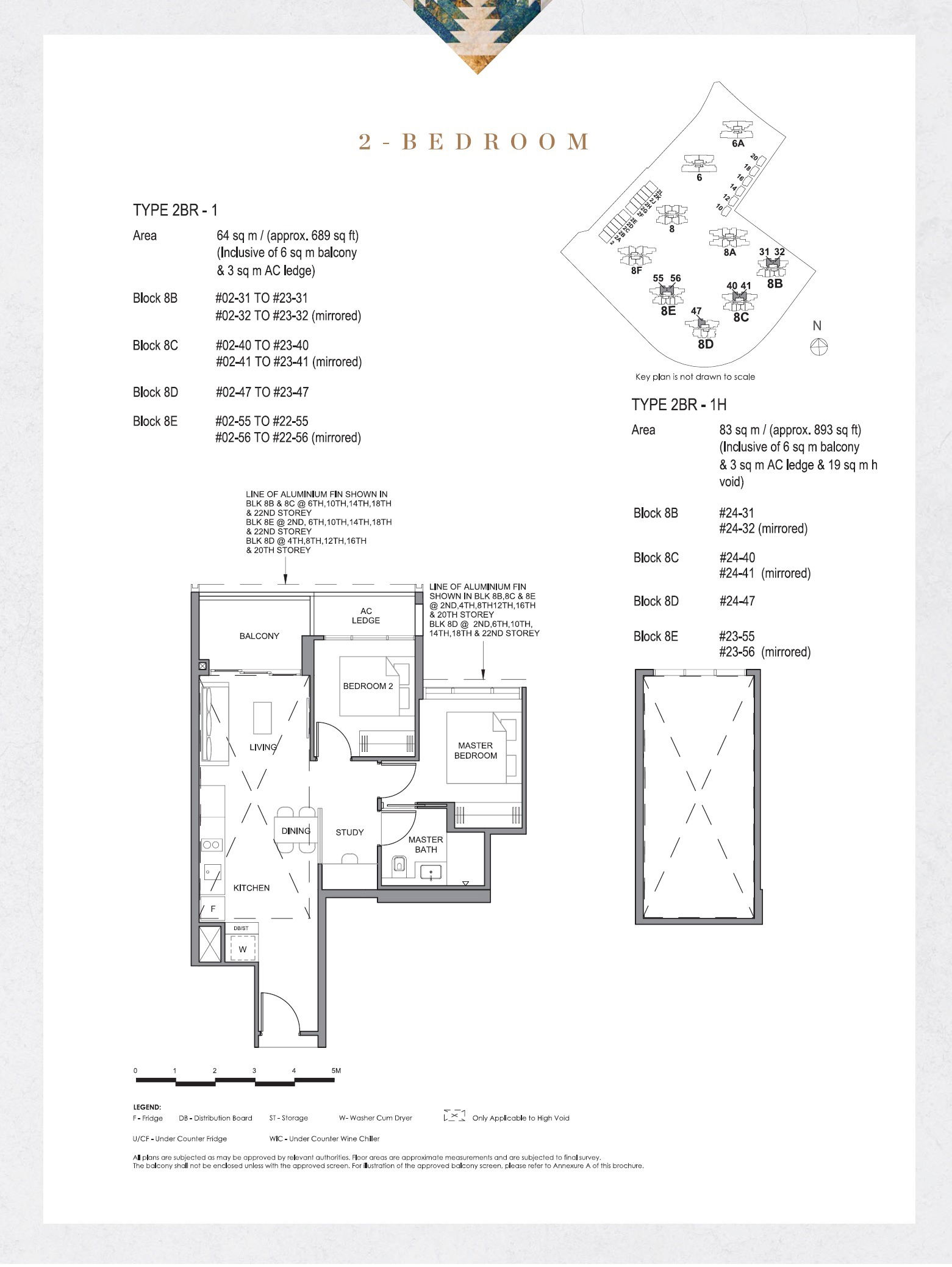 Parc Clematis 锦泰门第 2BR-1H 户型图