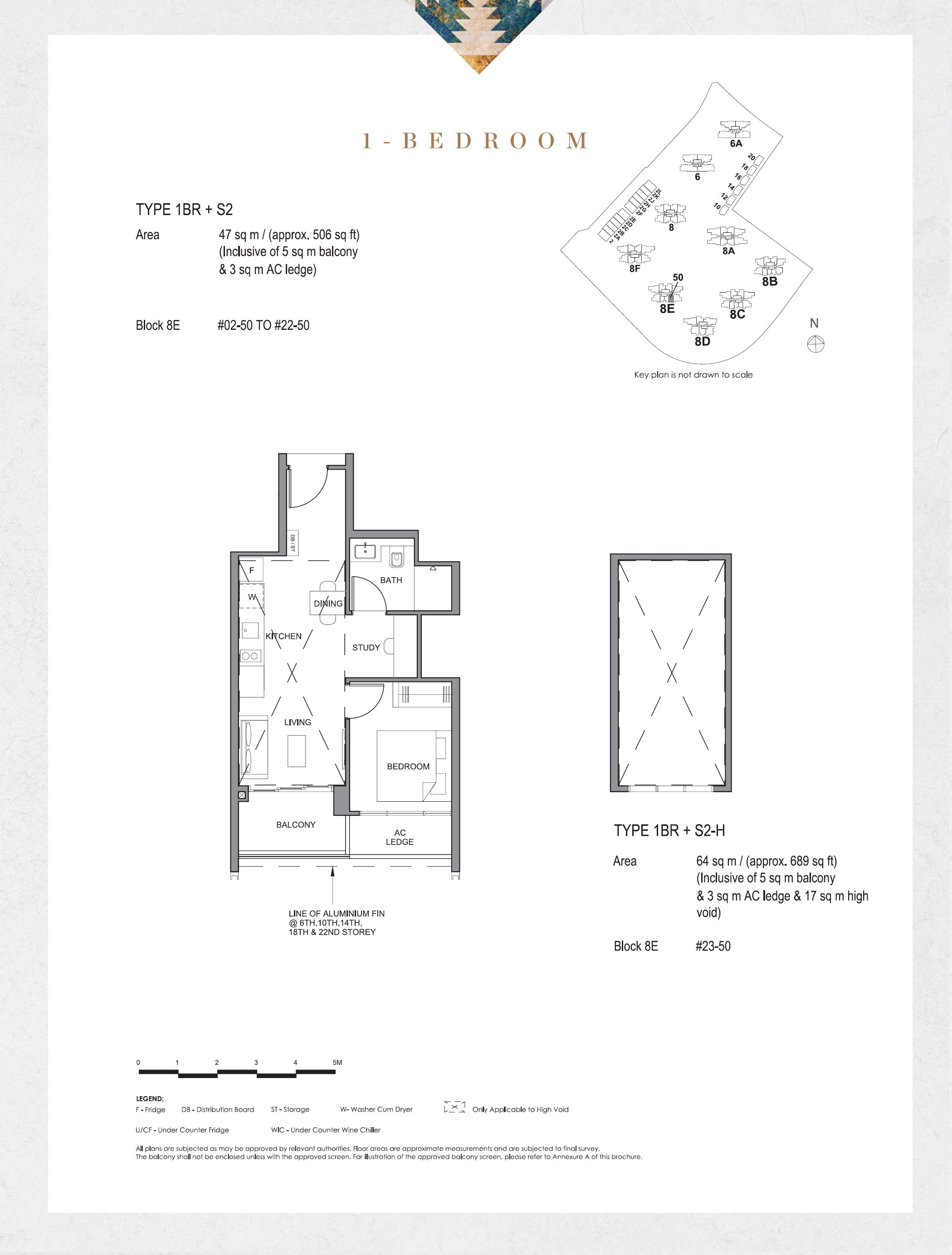 Parc Clematis 锦泰门第 1BR-S2H 户型图