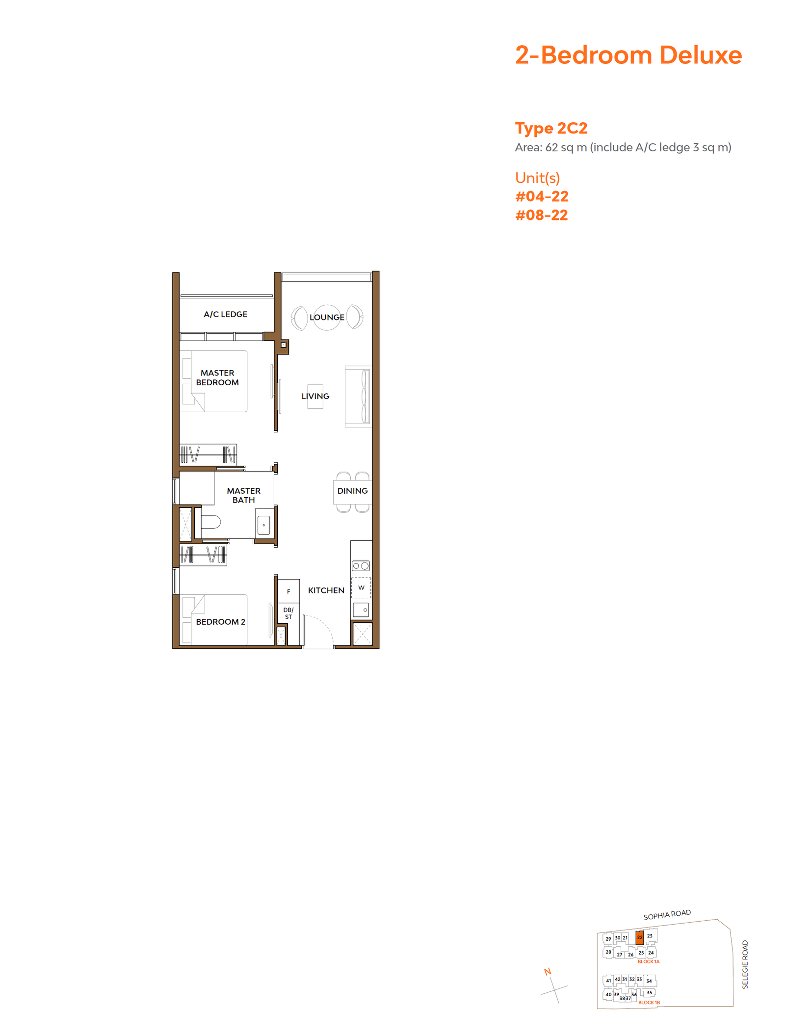 The Collective at One Sophia 2C2 户型图
