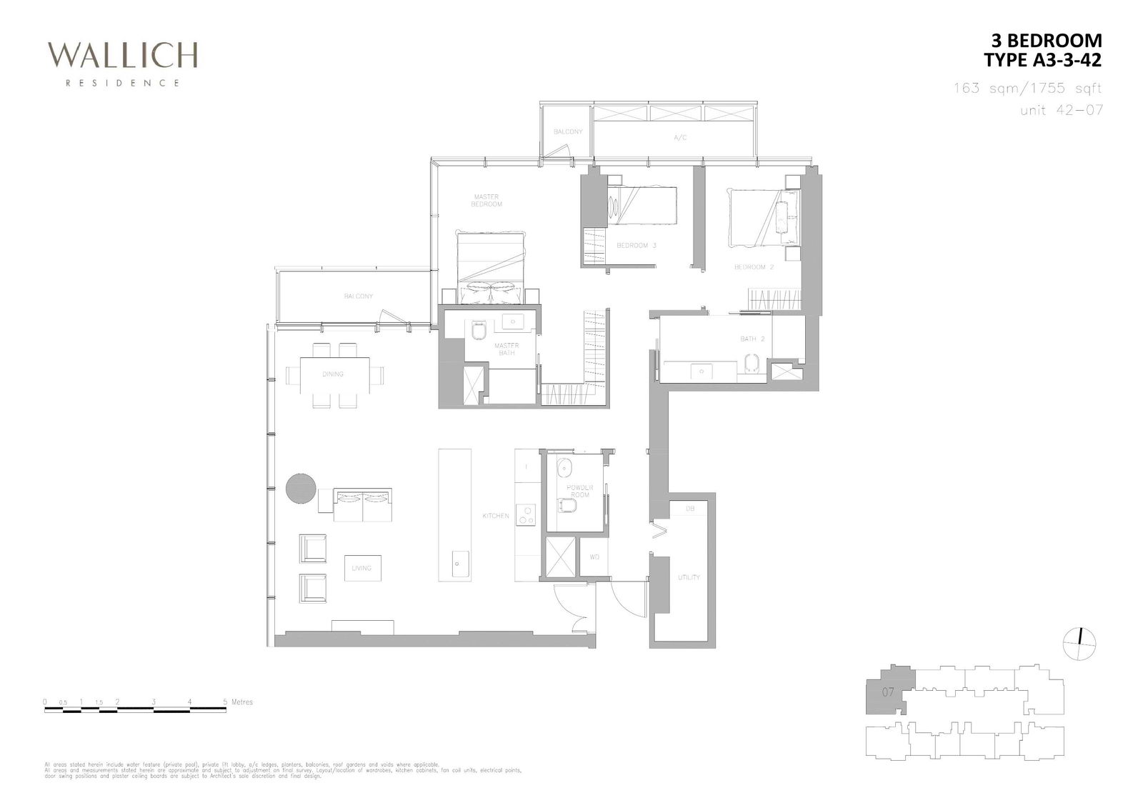 Wallich Residence 华利世家 A3-3-42 户型图