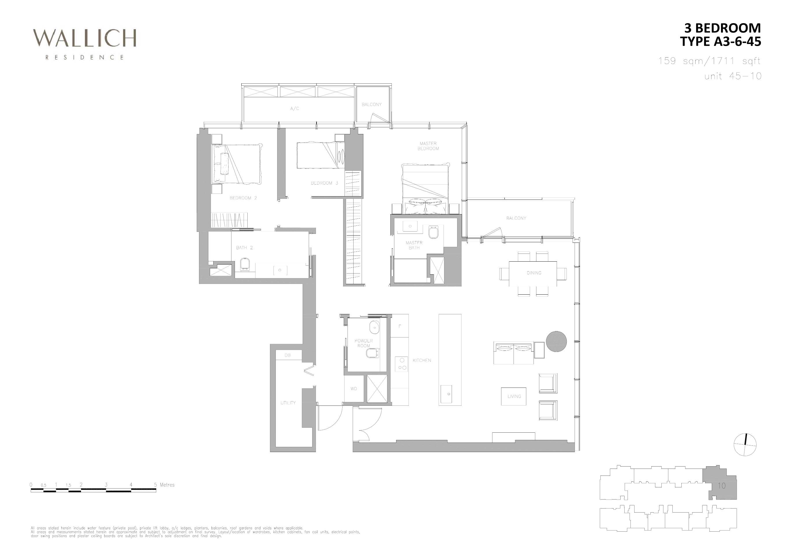 Wallich Residence 华利世家 A3-6-45 户型图