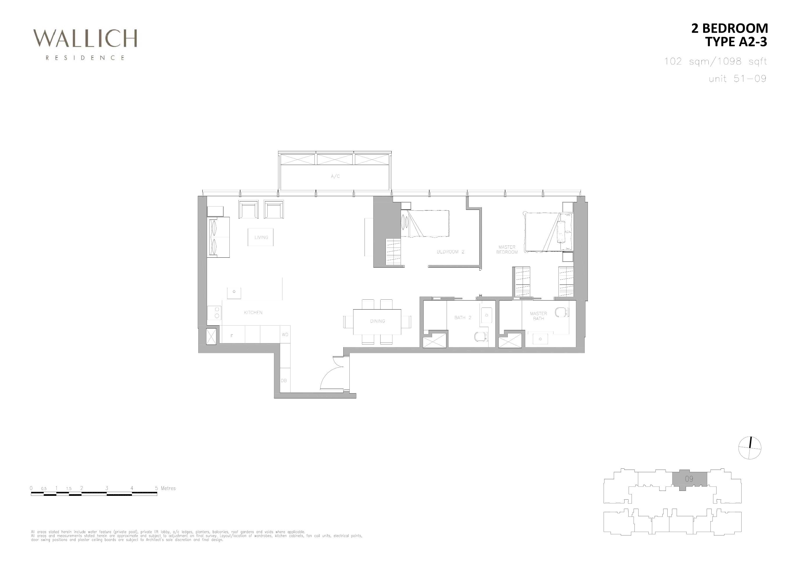 Wallich Residence 华利世家 A2-3 户型图