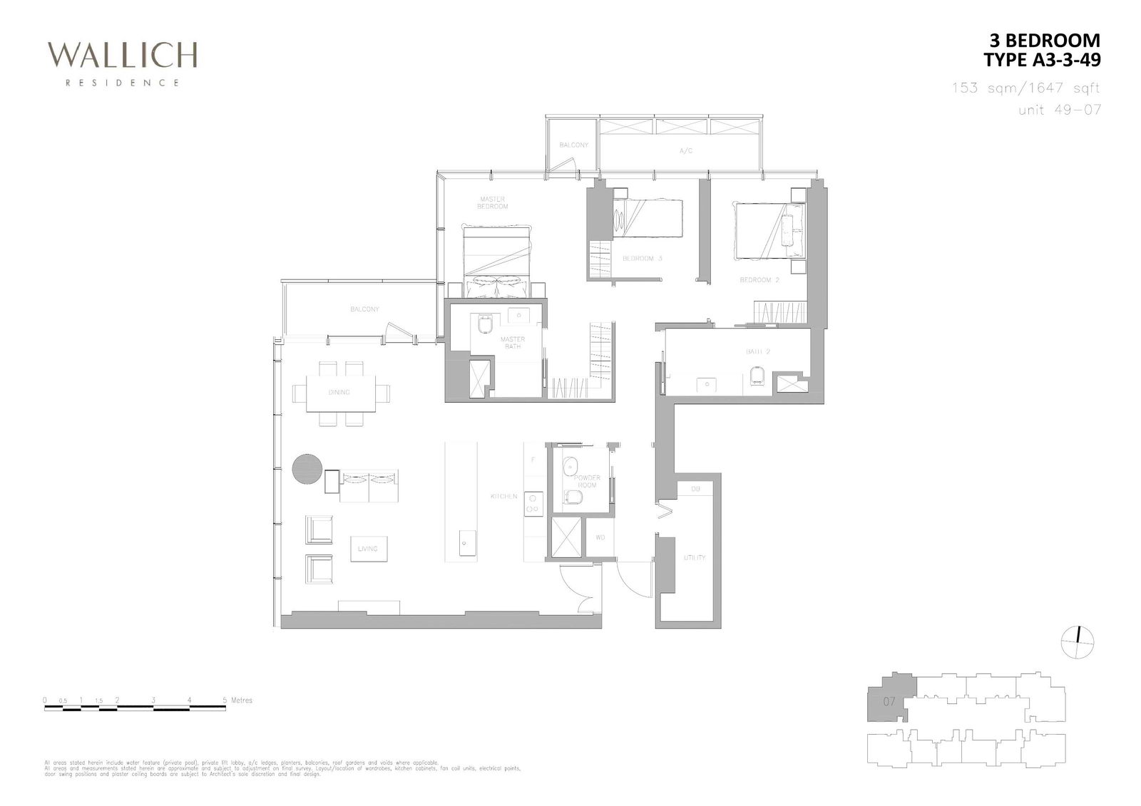 Wallich Residence 华利世家 A3-3-49 户型图