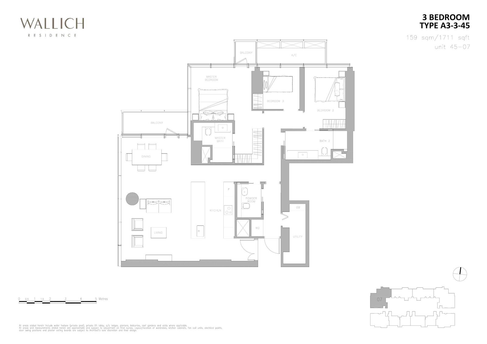 Wallich Residence 华利世家 A3-3-45 户型图