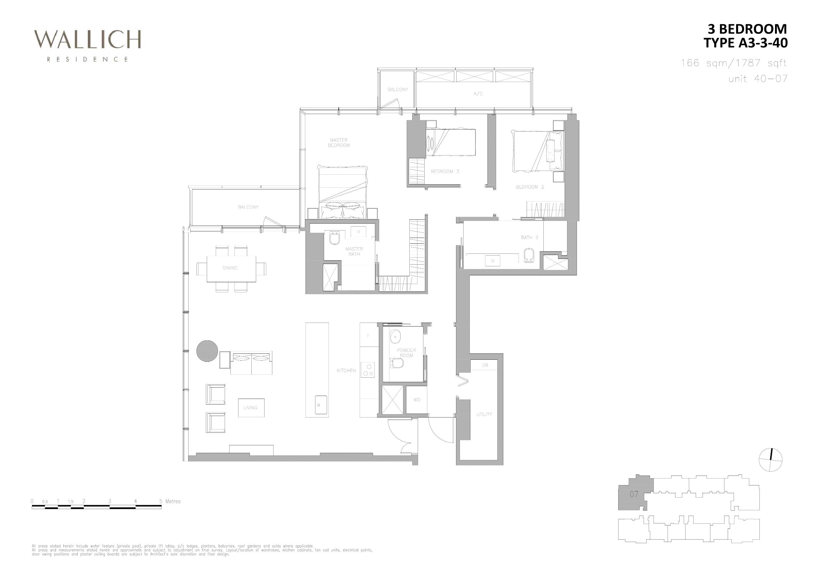 Wallich Residence 华利世家 A3-3-40 户型图