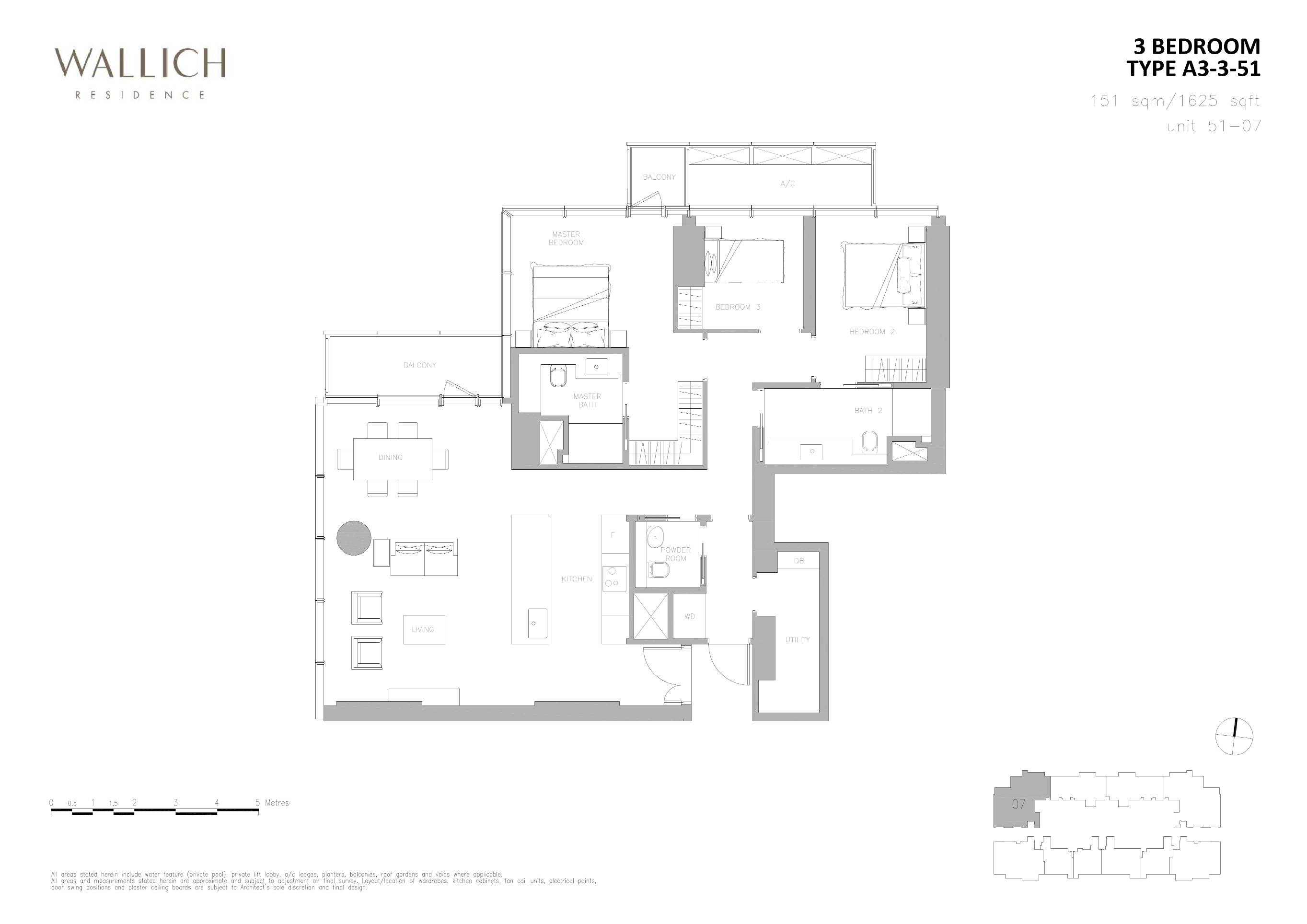Wallich Residence 华利世家 A3-3-51 户型图