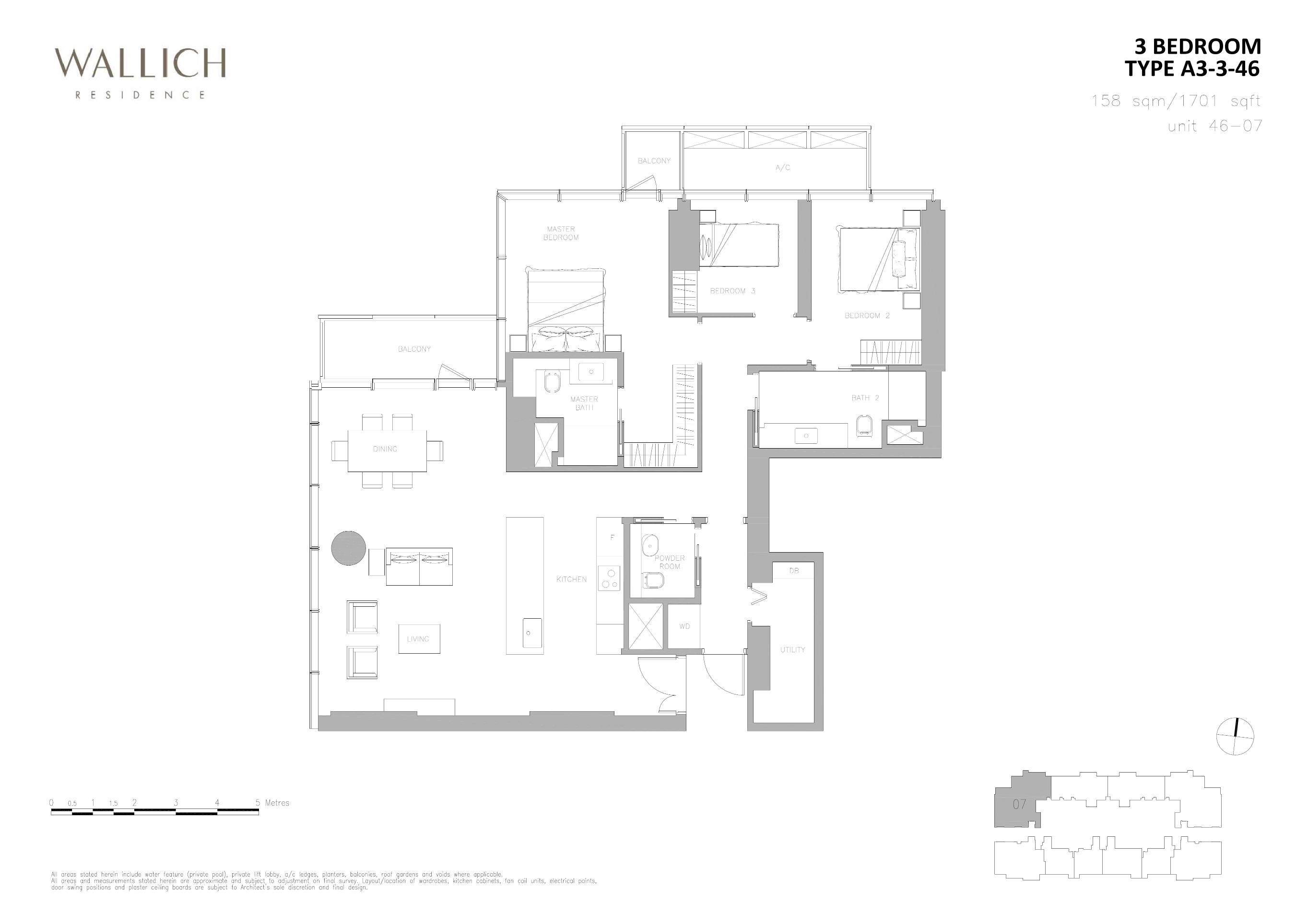 Wallich Residence 华利世家 A3-3-46 户型图