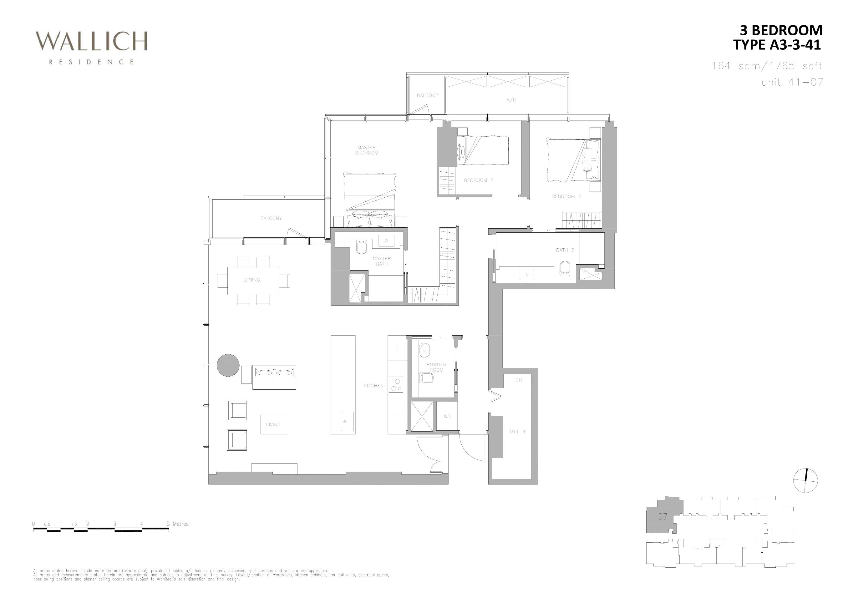 Wallich Residence 华利世家 A3-3-41 户型图