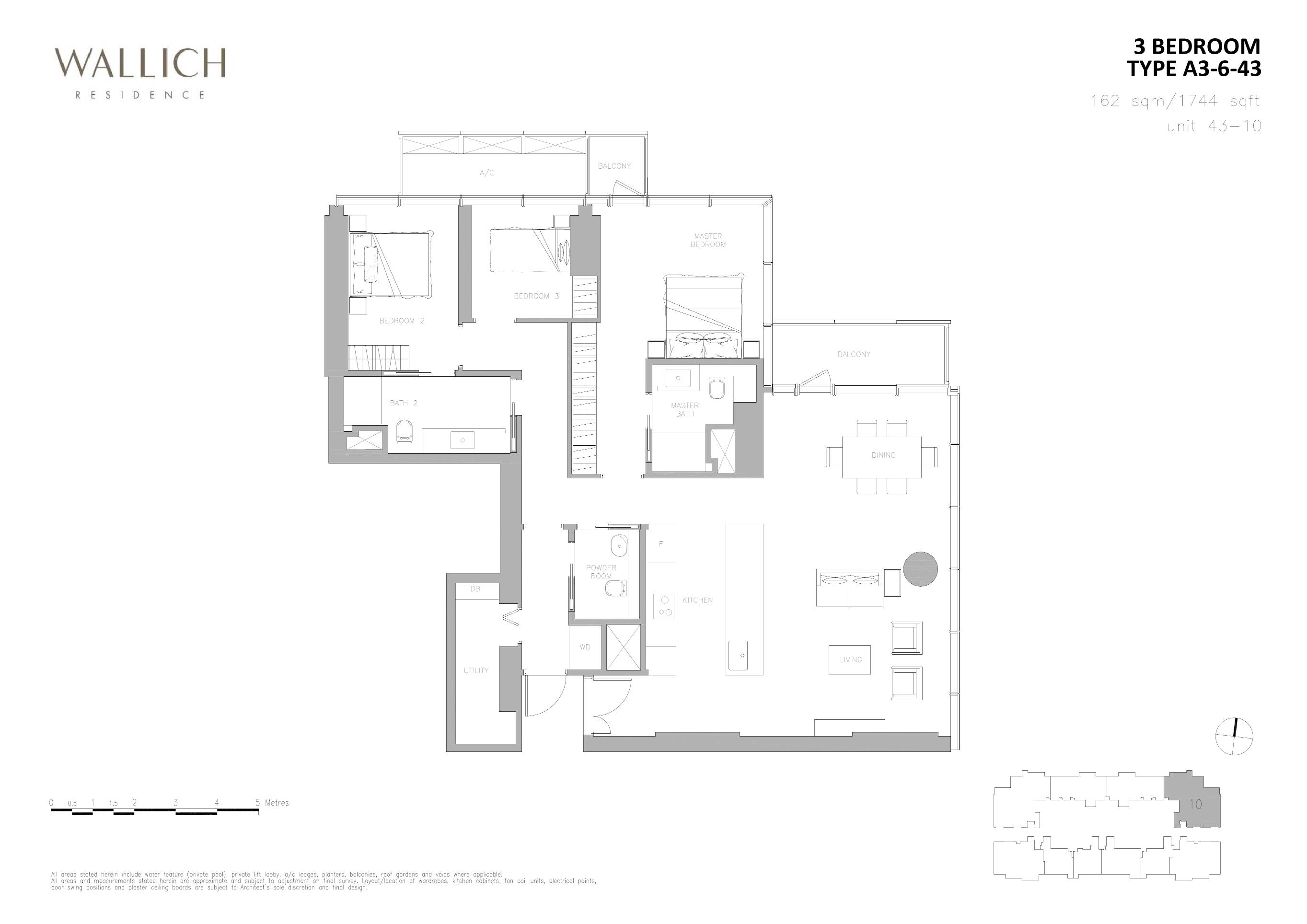 Wallich Residence 华利世家 A3-6-43 户型图