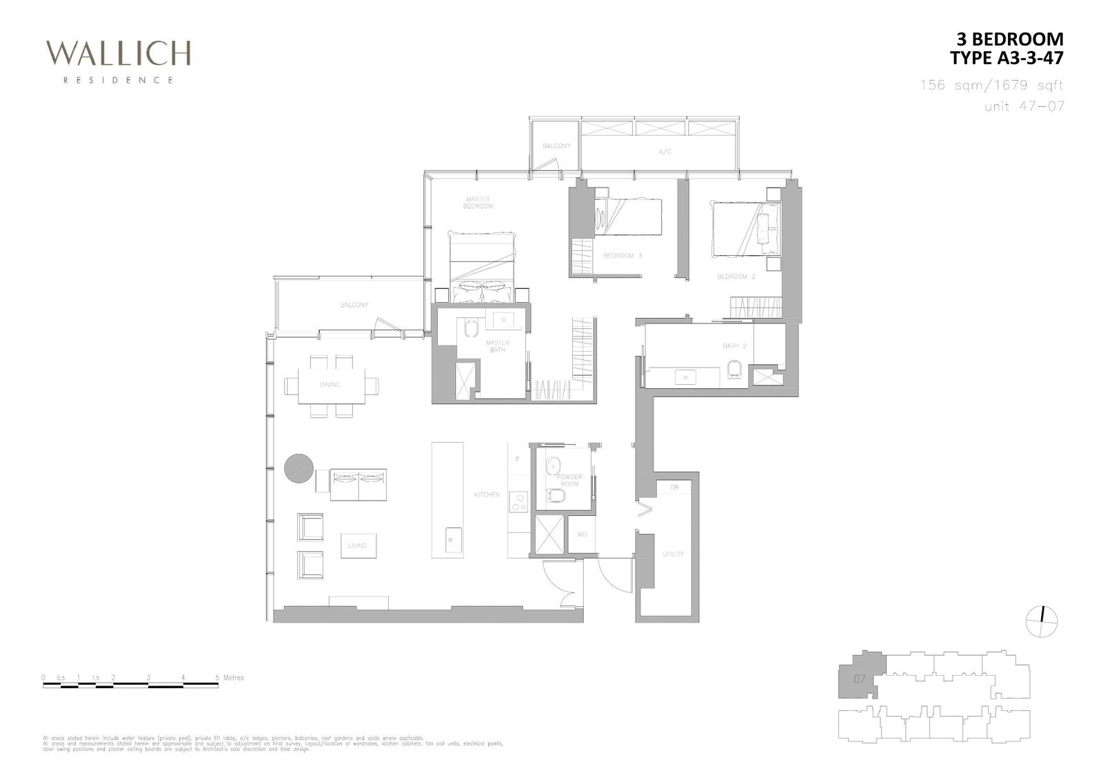 Wallich Residence 华利世家 A3-3-47 户型图